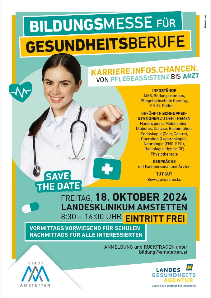 Plakat für Bildungsmesse für Gesundheitsberufe 2024